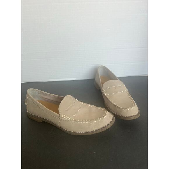 Sperry Seaport Penny Loafer Taupe Leather Slip On Preppy Driving Shoes Sz 7.5 - Picture 2 of 11